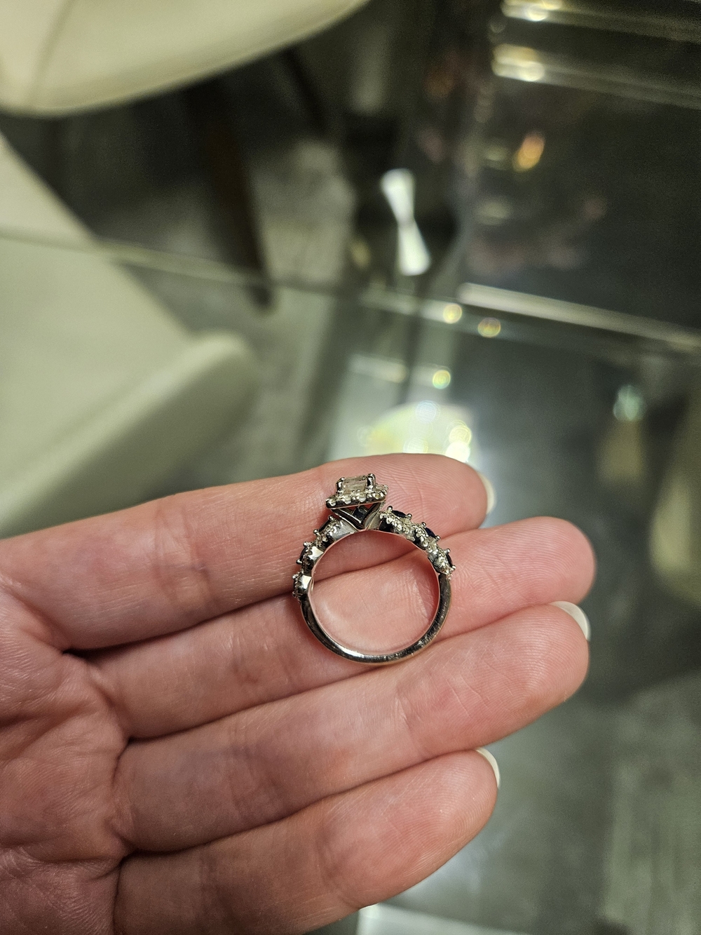 Vera Wang 1 CT. T.W. Diamond and Blue Sapphire Ring - Picture 5 of 10